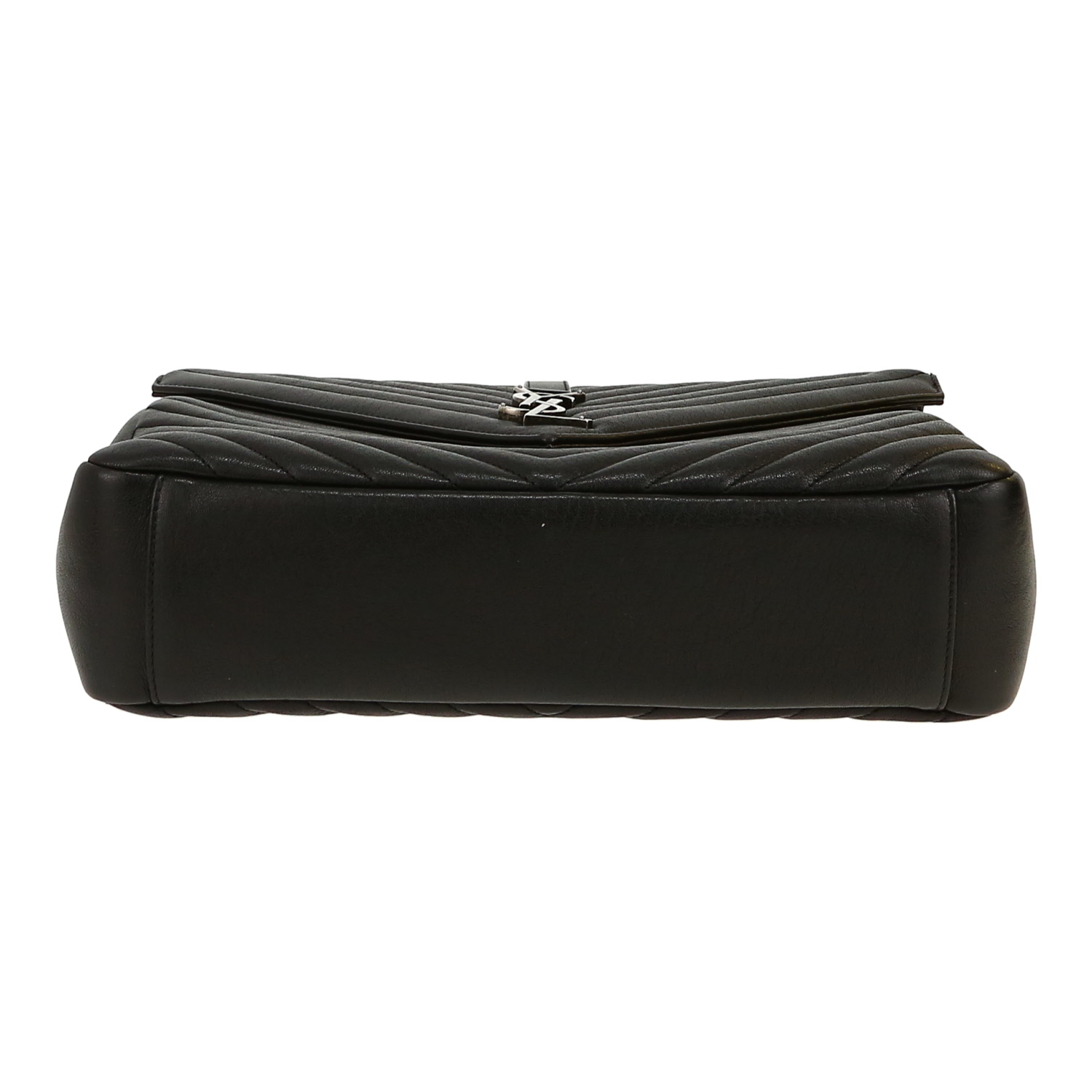 Bolso de mano Saint Laurent  College en cuero acolchado con motivos de espigas negro - Detail D1