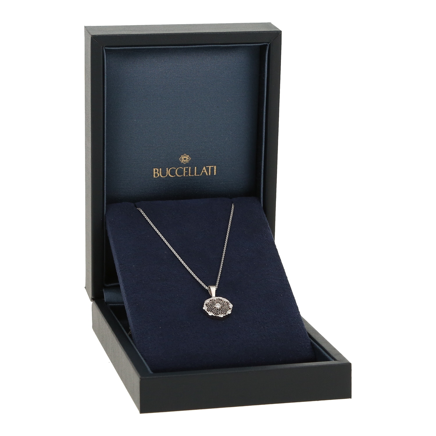 Collier Buccellati Tulle en or blanc et diamants - Detail D2