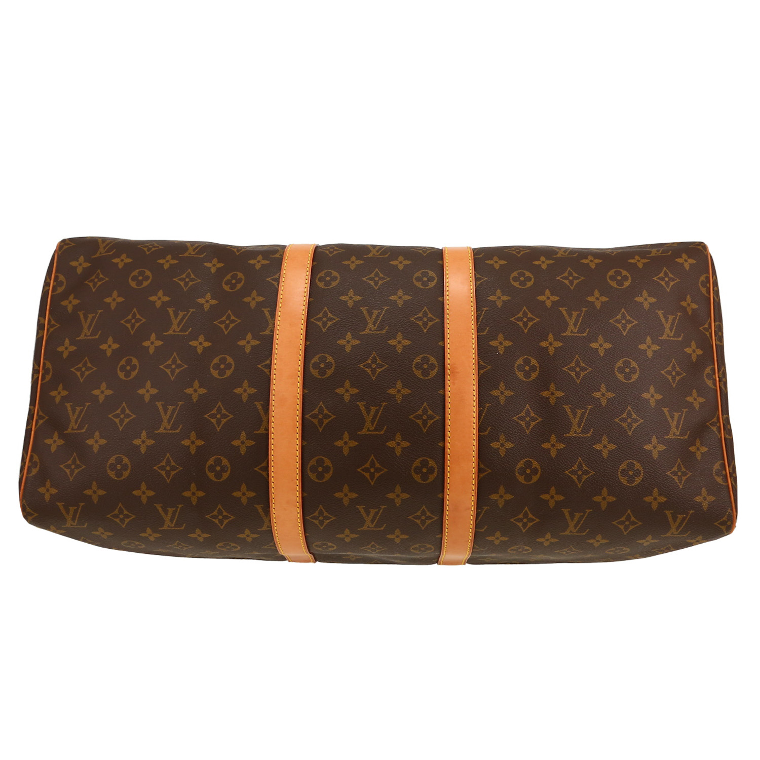 Louis Vuitton  Keepall 55 travel bag  in brown monogram canvas  and natural leather - Detail D1
