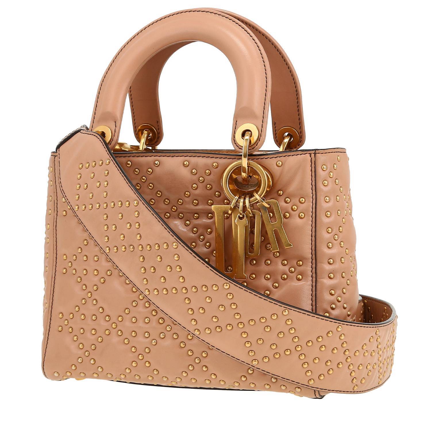 Sac Dior Lady Dior cuir rose clous occasion