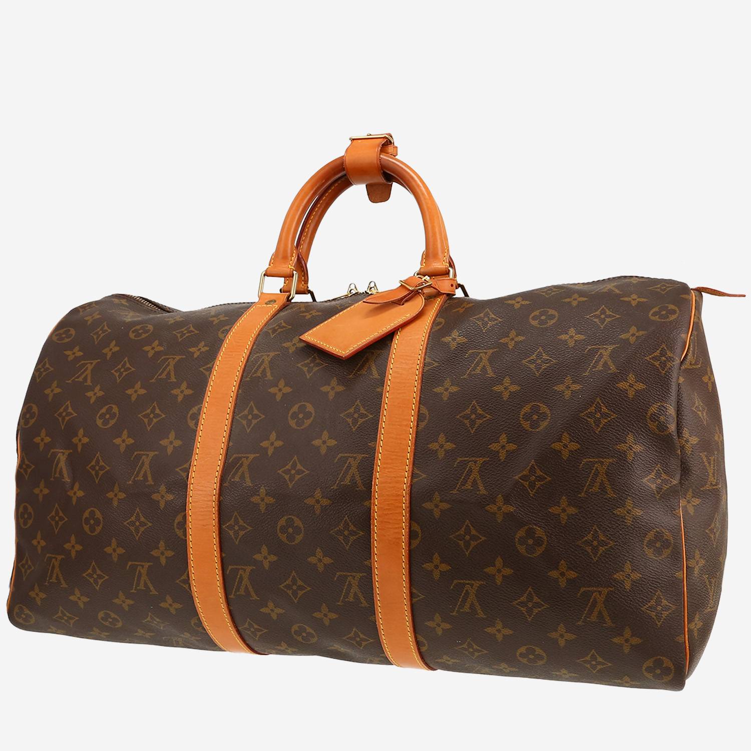 Louis Vuitton  Keepall 50 travel bag  in brown monogram canvas  and natural leather