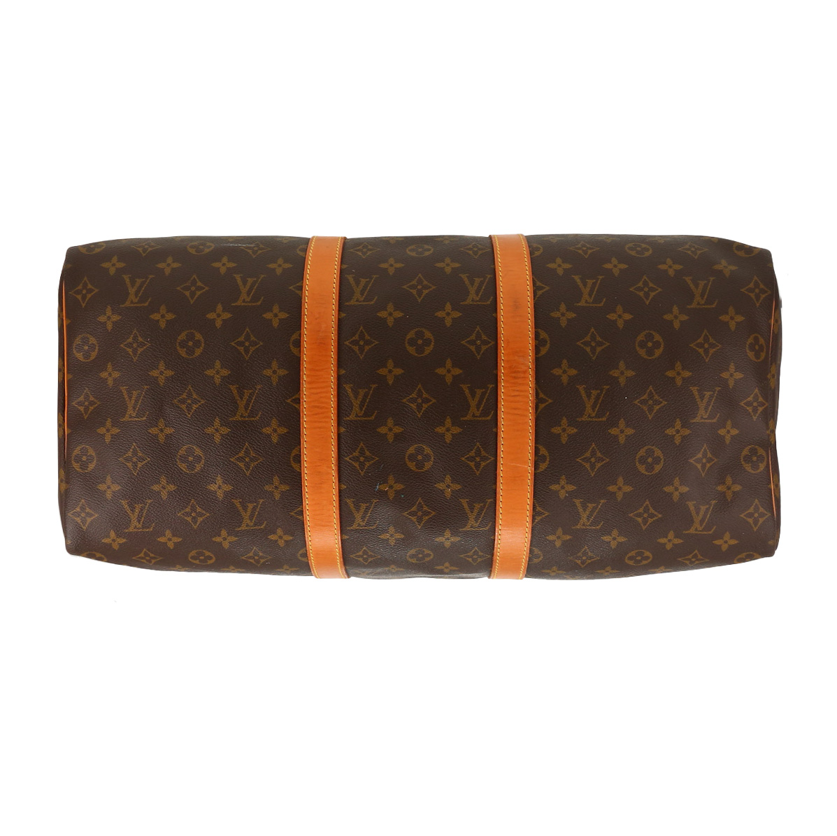 Borsa da viaggio Louis Vuitton  Keepall 50 in tela monogram marrone e pelle naturale - Detail D1