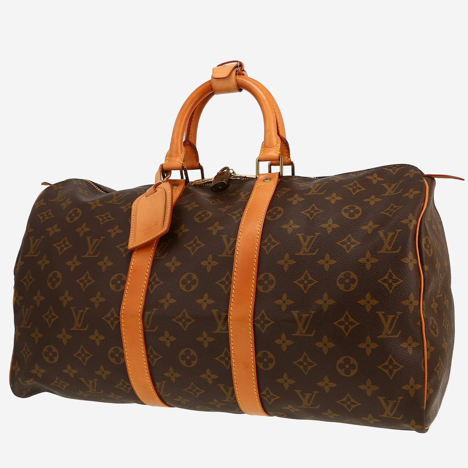 Louis Vuitton  Keepall 45 travel bag  in brown monogram canvas  and natural leather