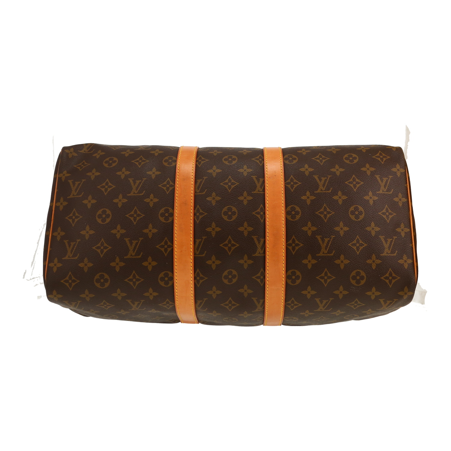 Sac de voyage Louis Vuitton  Keepall 45 en toile monogram marron et cuir naturel - Detail D1