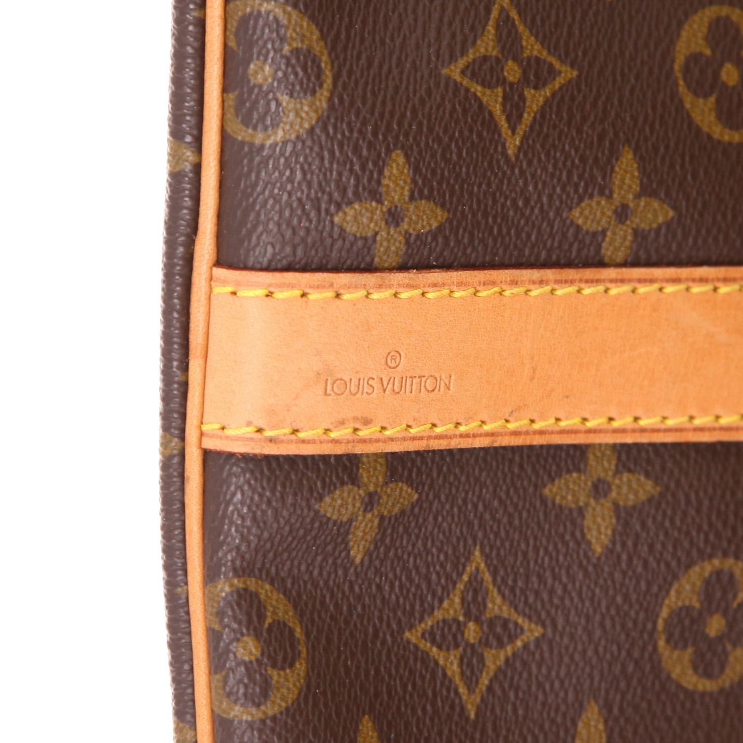 Sac de voyage Louis Vuitton  Keepall 60 en toile monogram marron et cuir naturel - Detail D2