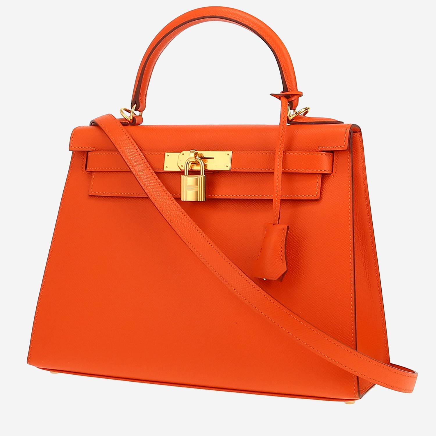 Sac à main Hermès  Kelly 28 cm en cuir epsom orange Feu