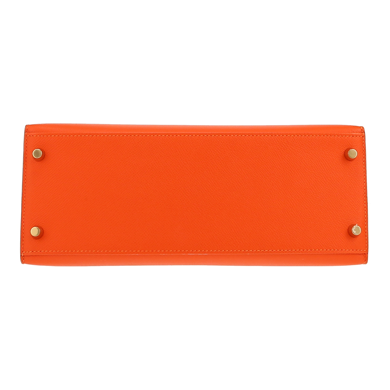 Sac à main Hermès  Kelly 28 cm en cuir epsom orange Feu - Detail D1