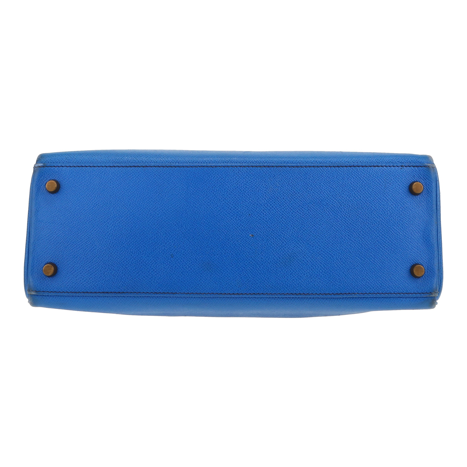 Bolso de mano Hermès  Kelly 32 cm en cuero Courchevel azul - Detail D1