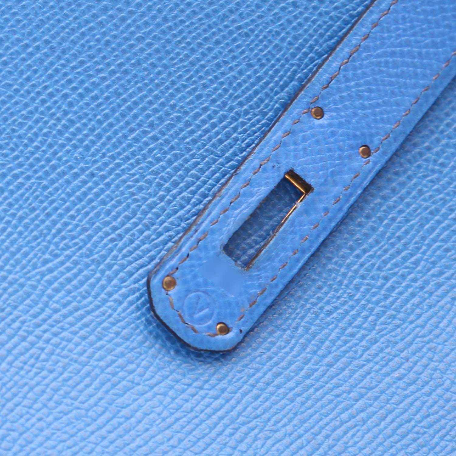 Sac à main Hermès  Kelly 32 cm en cuir Courchevel bleu - Detail D4