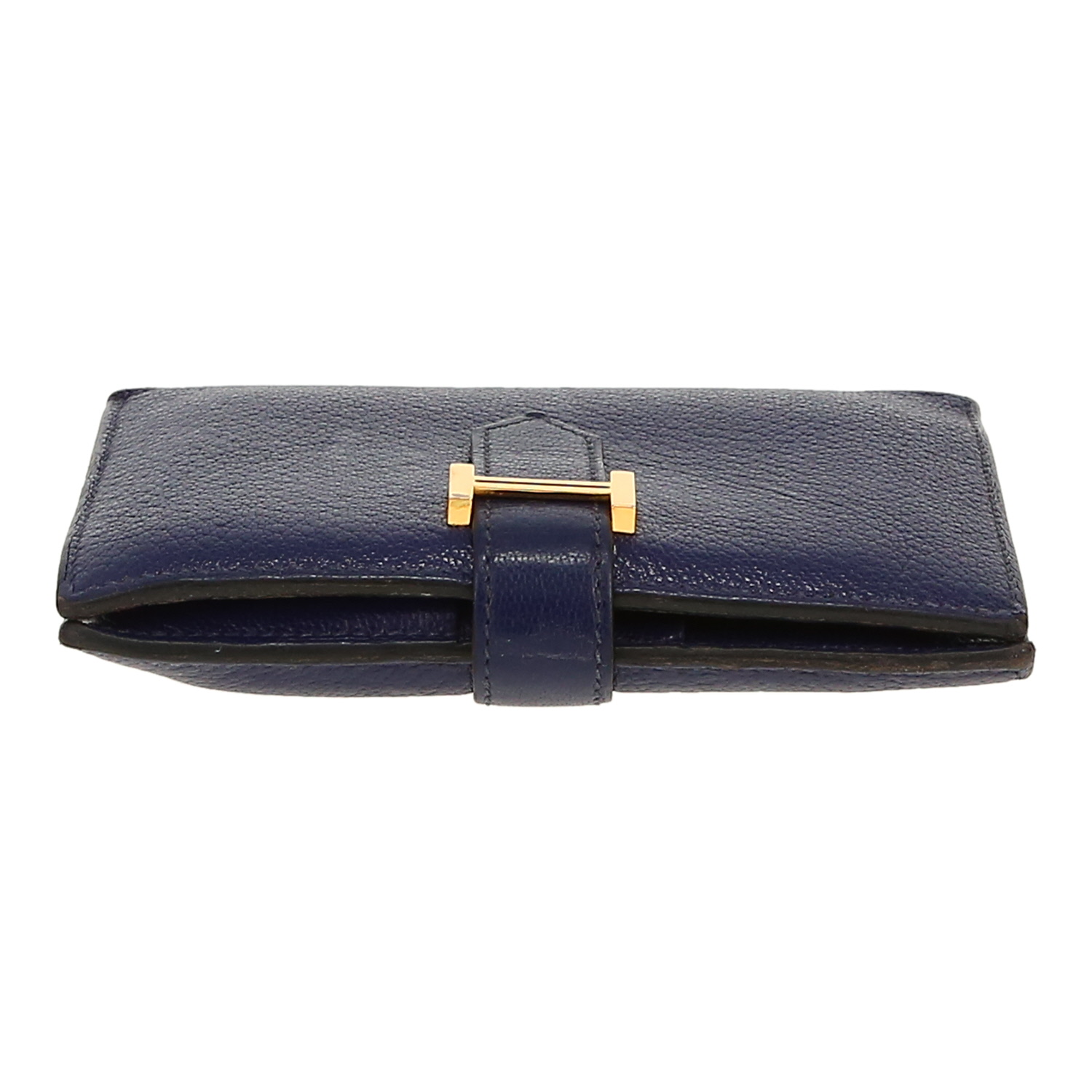 Hermès  Bearn wallet  in blue Mysore leather - Detail D1