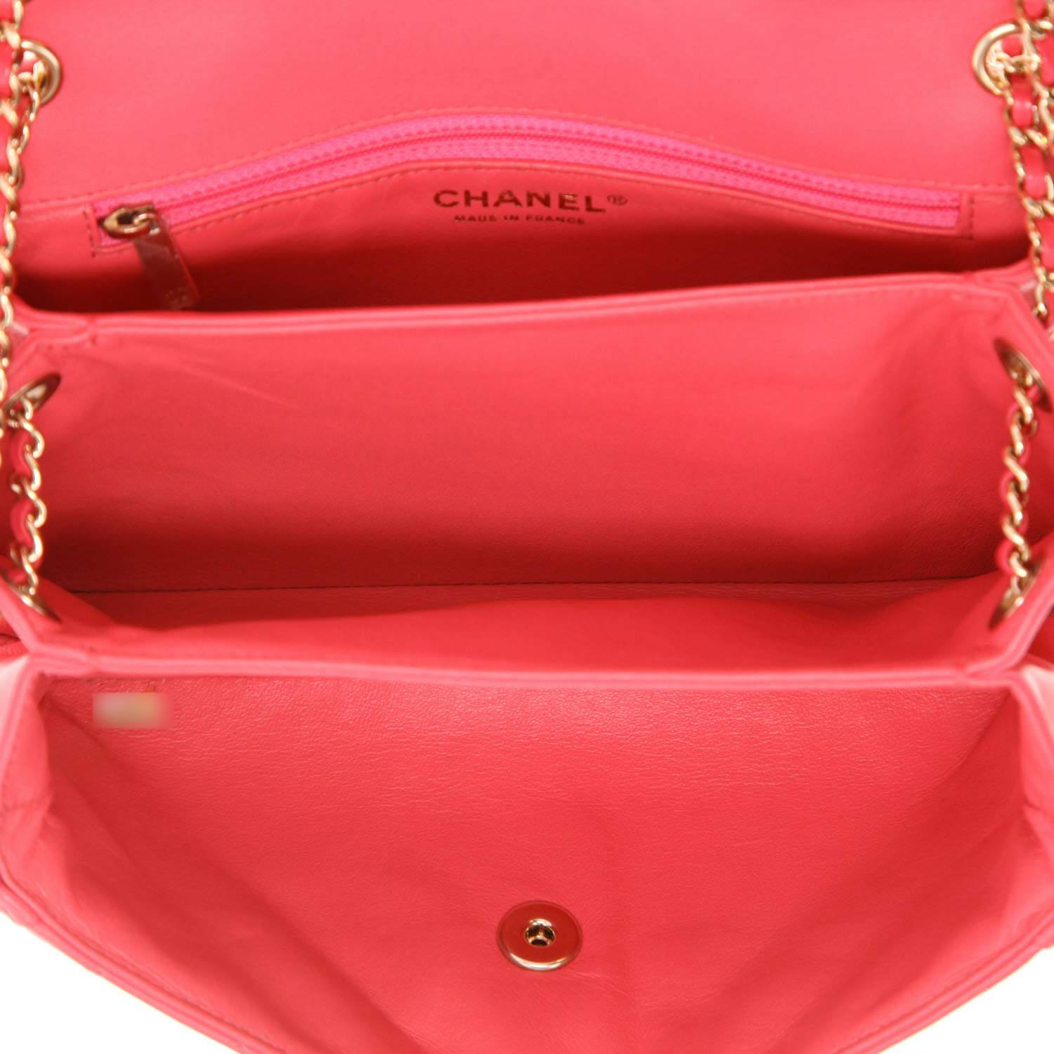 Chanel   handbag  in pink quilted leather - Detail D3