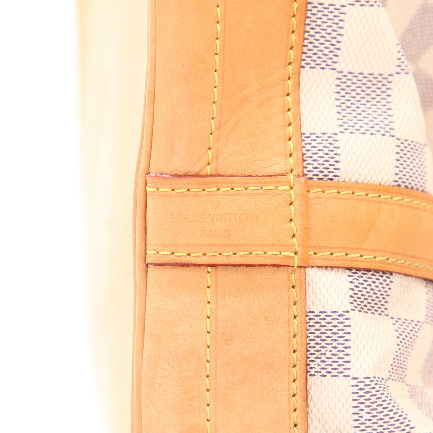 Louis Vuitton  Noé handbag  in azur damier canvas  and natural leather - Detail D2