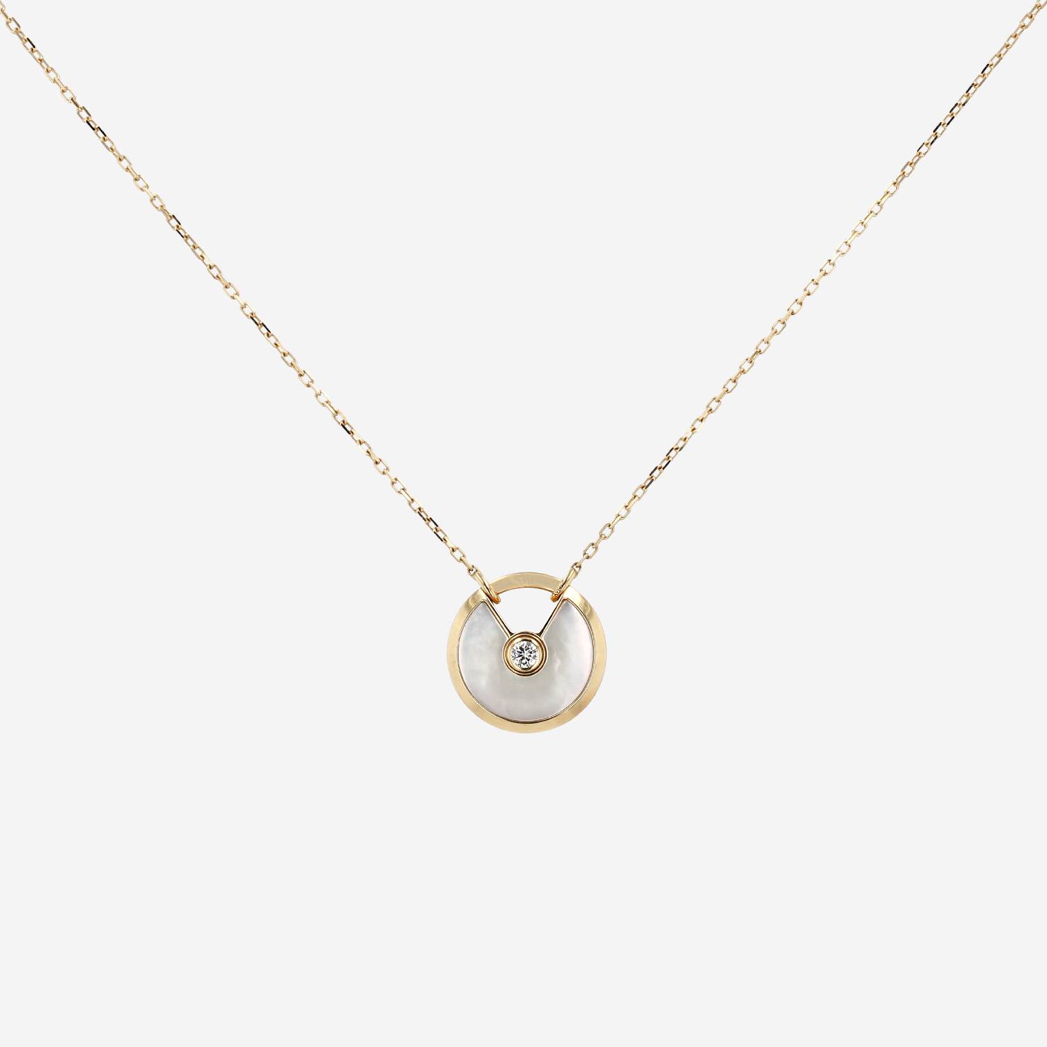 Cartier Amulette small model necklace in yellow gold, mother of pearl and diamond
