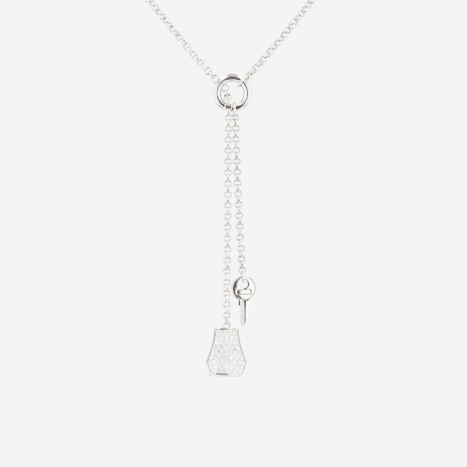 Collar Hermès Kelly Clochette modelo pequeño de oro blanco y diamantes
