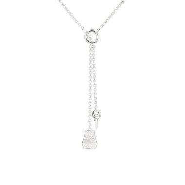 Hermès Kelly Clochette small model necklace in white gold and diamonds