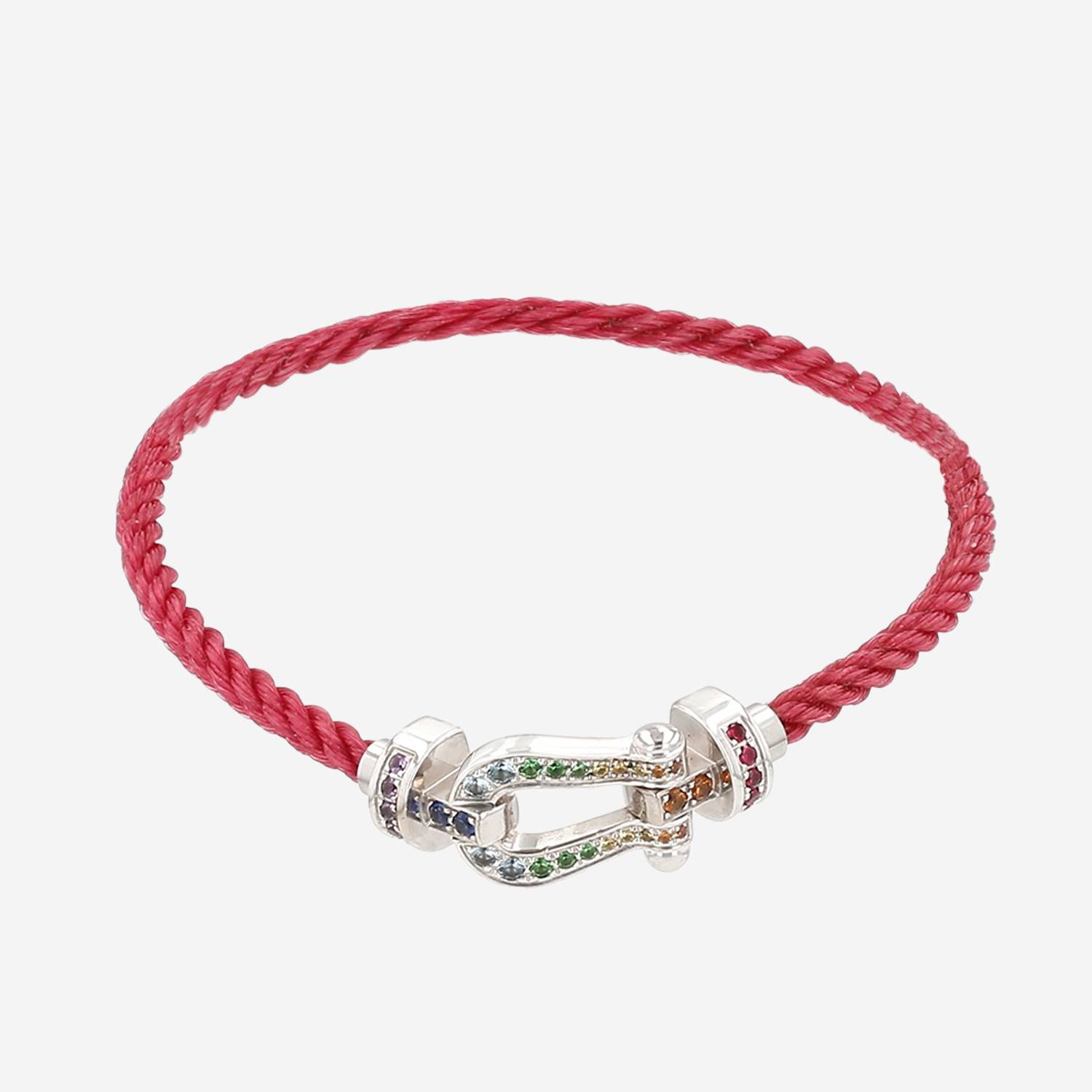 Bracelet Fred Force 10 moyen modèle en or blanc et pierres de couleurs