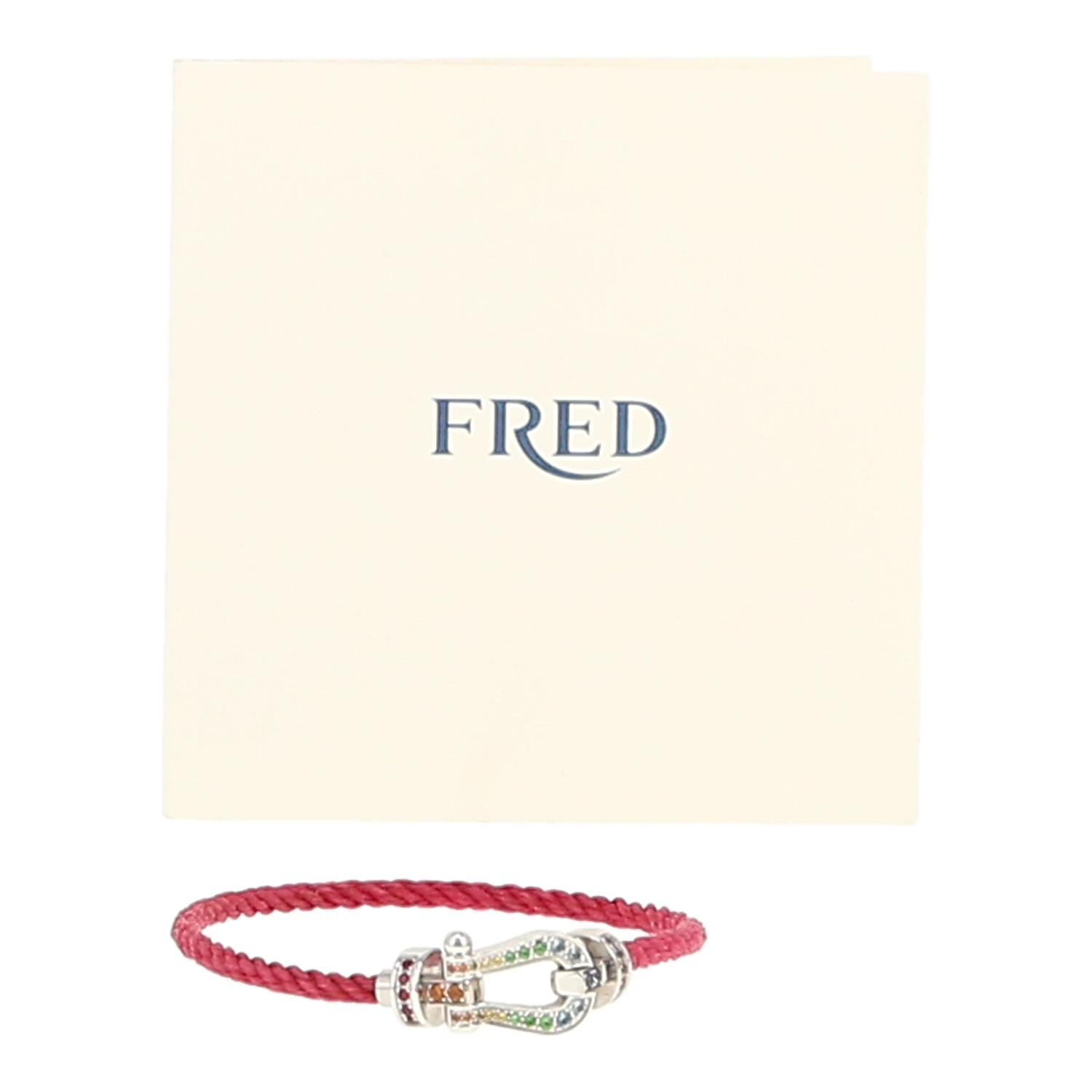 Bracelet Fred Force 10 moyen modèle en or blanc et pierres de couleurs