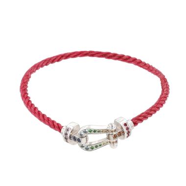 Bracciale Fred Force 10 modello medio in oro bianco e pietre colorate