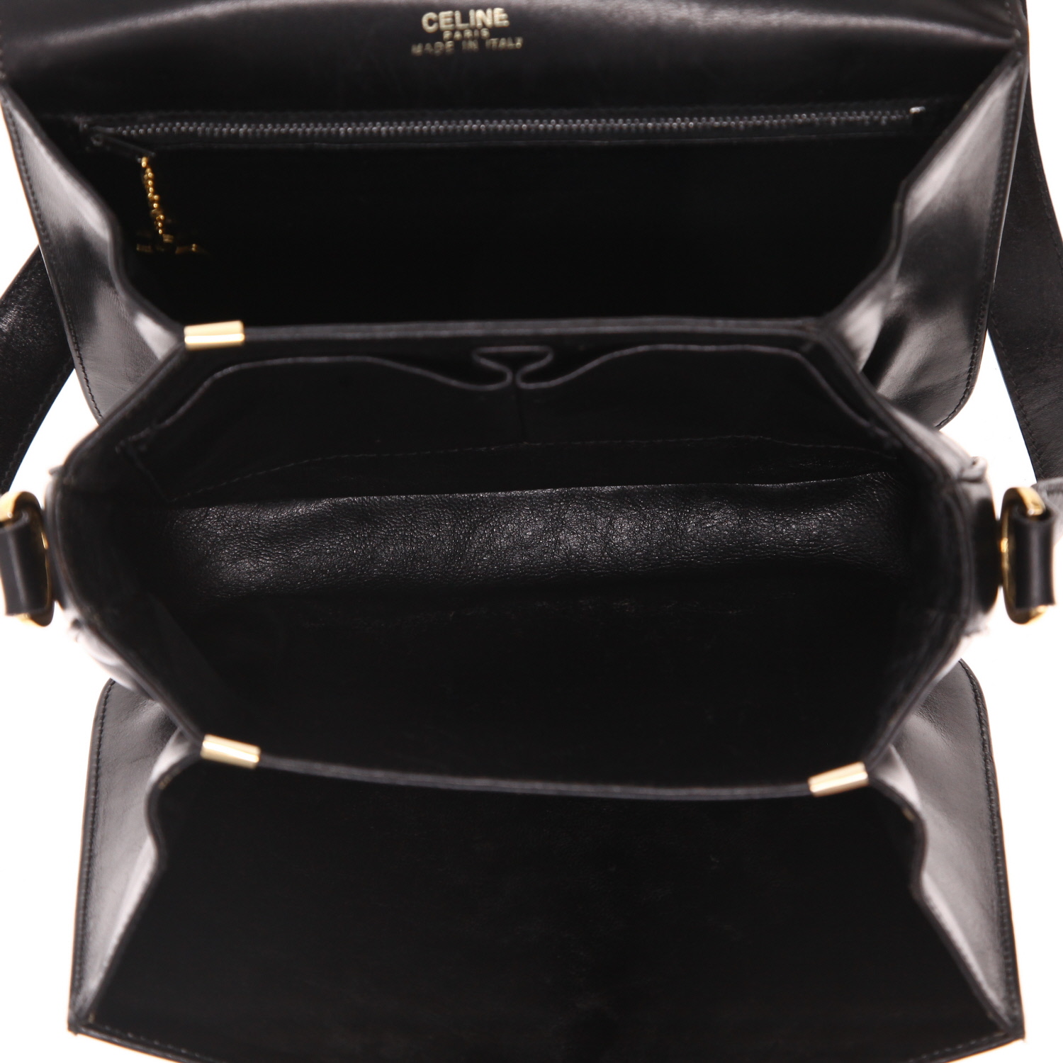 Bolso de Celine vintage de cuero negro, para llevar al hombro o en la mano - Detail D3