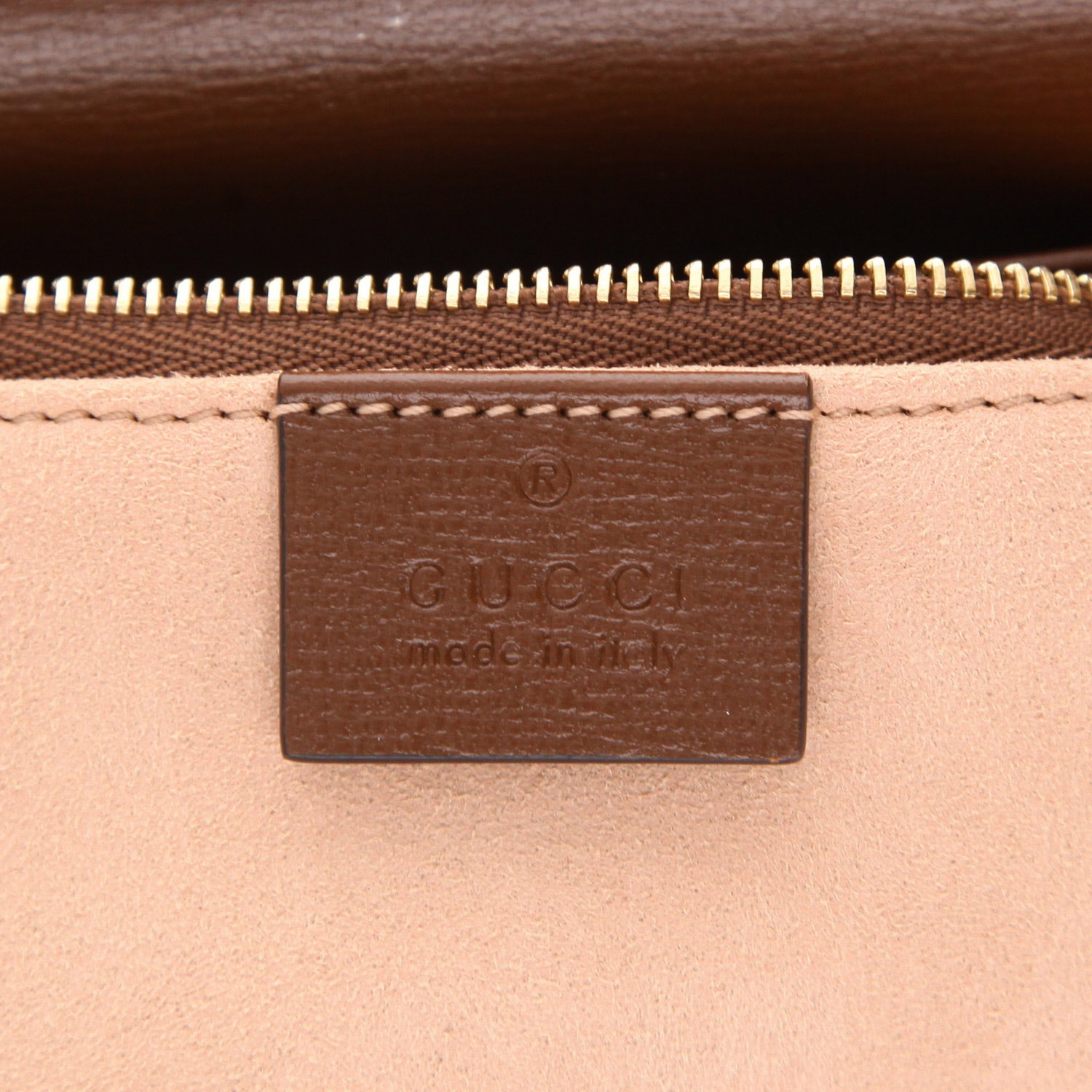 Gucci  1955 Horsebit shoulder bag  in beige "sûpreme GG" canvas  and brown leather - Detail D2