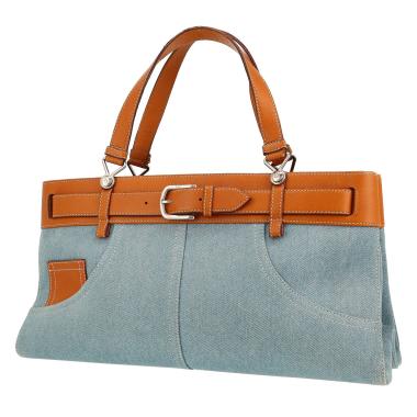 Dior  Jeans Pocket handbag  in brown leather  and blue denim canvas