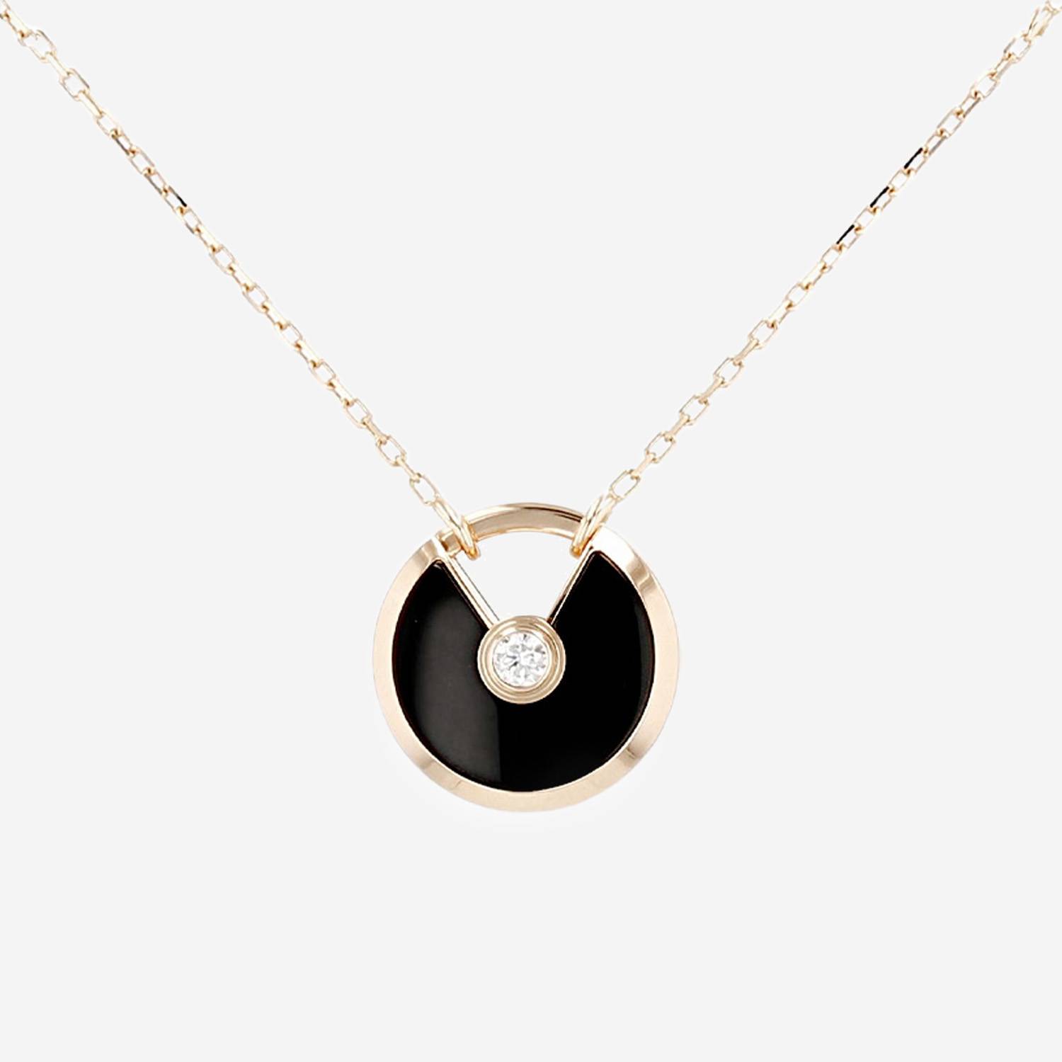 Cartier Amulette small model necklace in pink gold, onyx and diamond