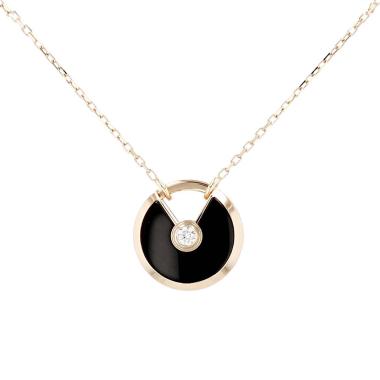 Cartier Amulette small model necklace in pink gold, onyx and diamond