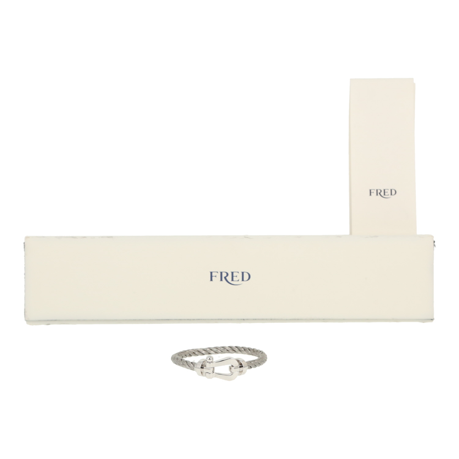 Fred Force 10 large model bracelet in white gold and stainless steel