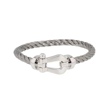 Bracciale Fred Force 10 modello grande in oro bianco e acciaio