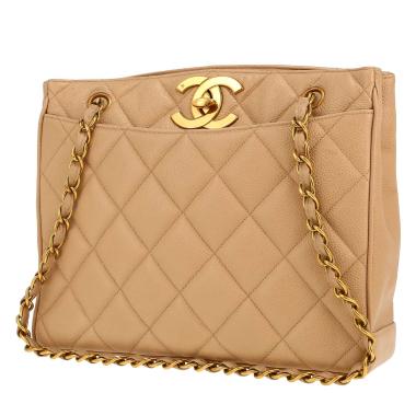 Chanel  Vintage handbag  in beige quilted grained leather