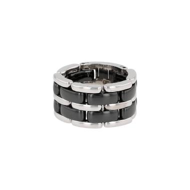 Anello flessibile Chanel Ultra modello grande in oro bianco e ceramica