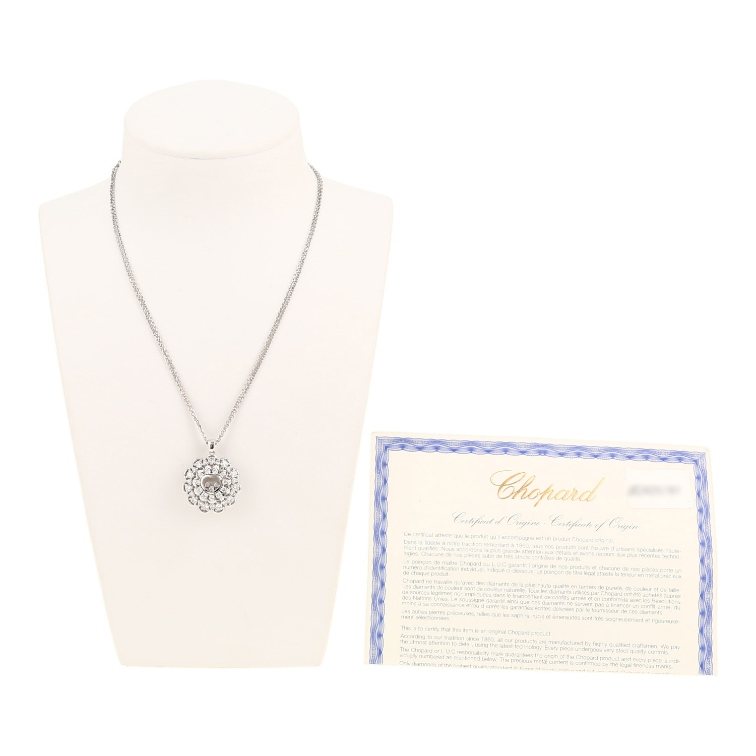 Pendentif Chopard Happy Diamonds en or blanc et diamants - Detail D2