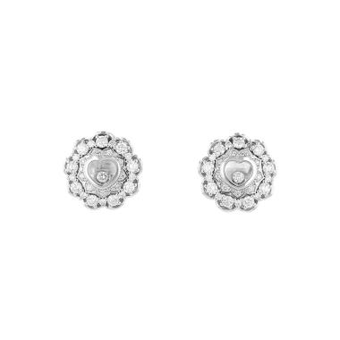 Paire de boucles d'oreilles Chopard  en or blanc et diamants