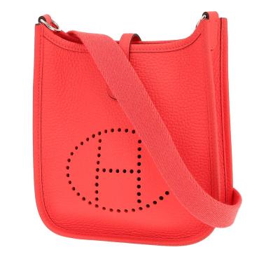 Bolso bandolera Hermès  Mini Evelyne en cuero togo rosa