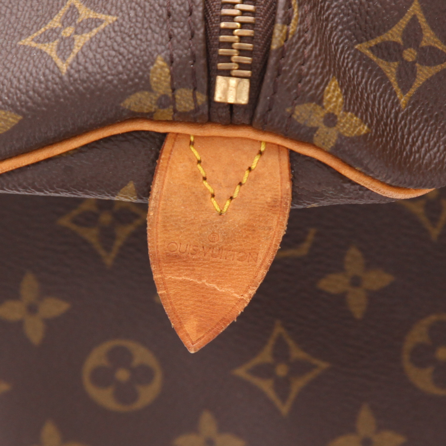 Bolsa de viaje Louis Vuitton  Keepall 60 en lona Monogram marrón y cuero natural - Detail D2