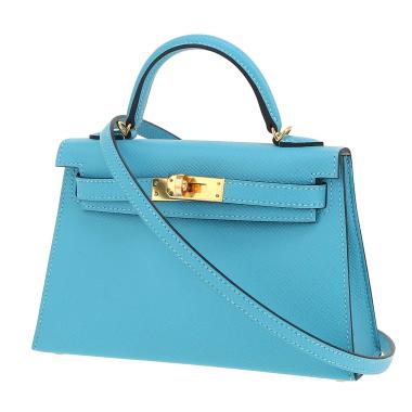 Bolso bandolera Hermès  Kelly 20 cm en cuero epsom Azul del Norte