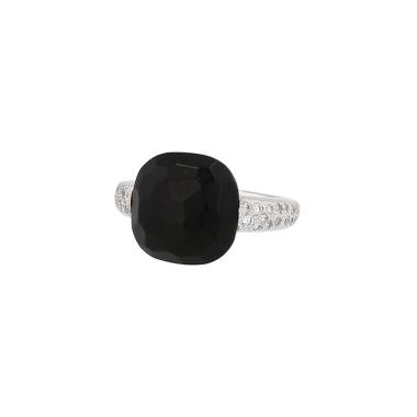 Pomellato Capri ring in white gold, jet and diamonds