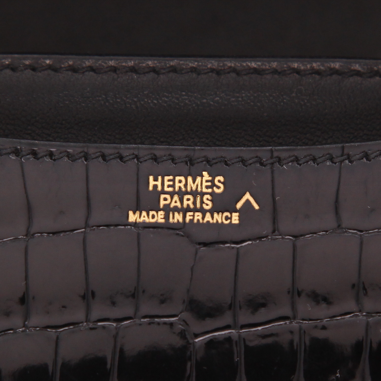 Hermès  Constance mini  shoulder bag  in black crocodile - Detail D2