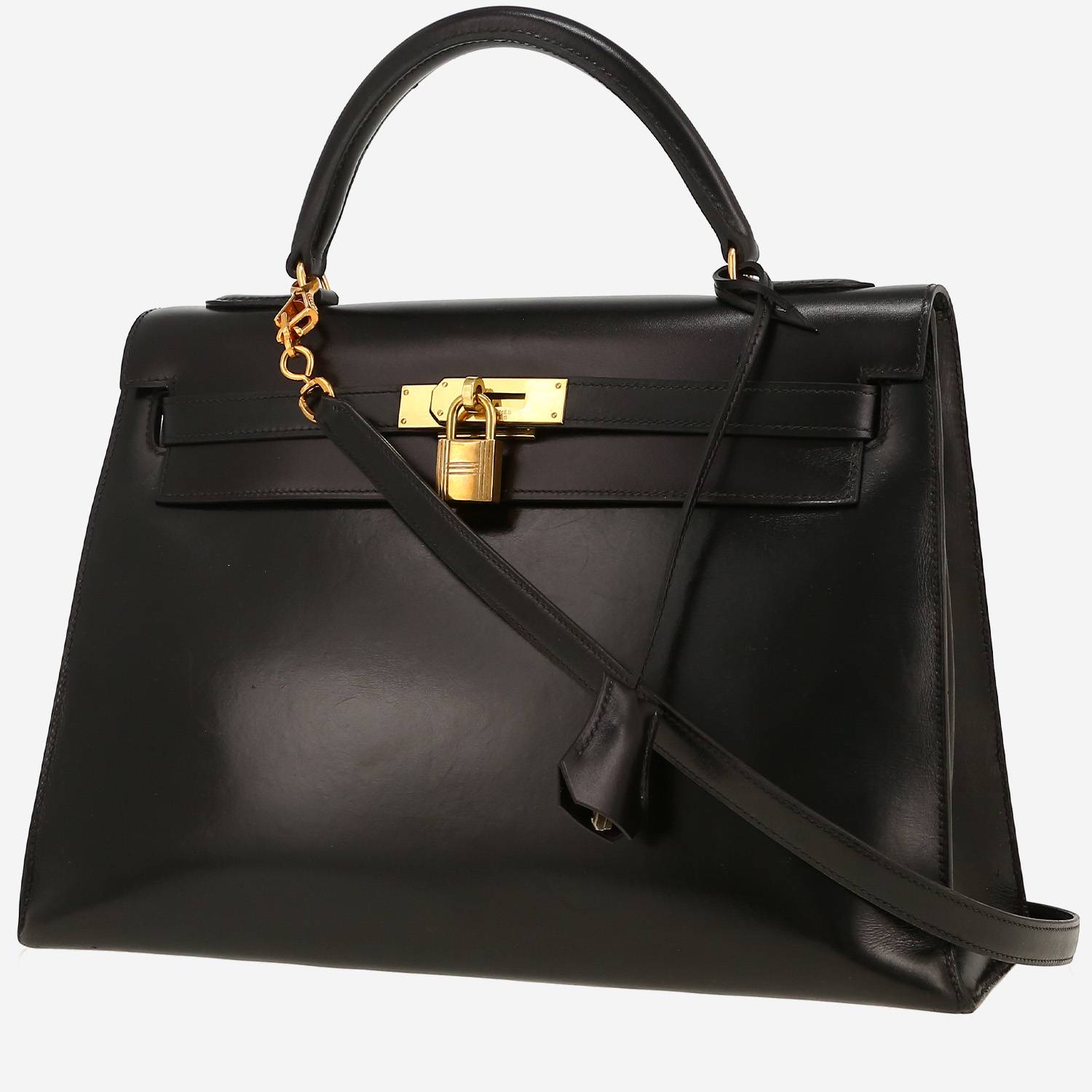 Hermès  Kelly 32 cm handbag  in black box leather