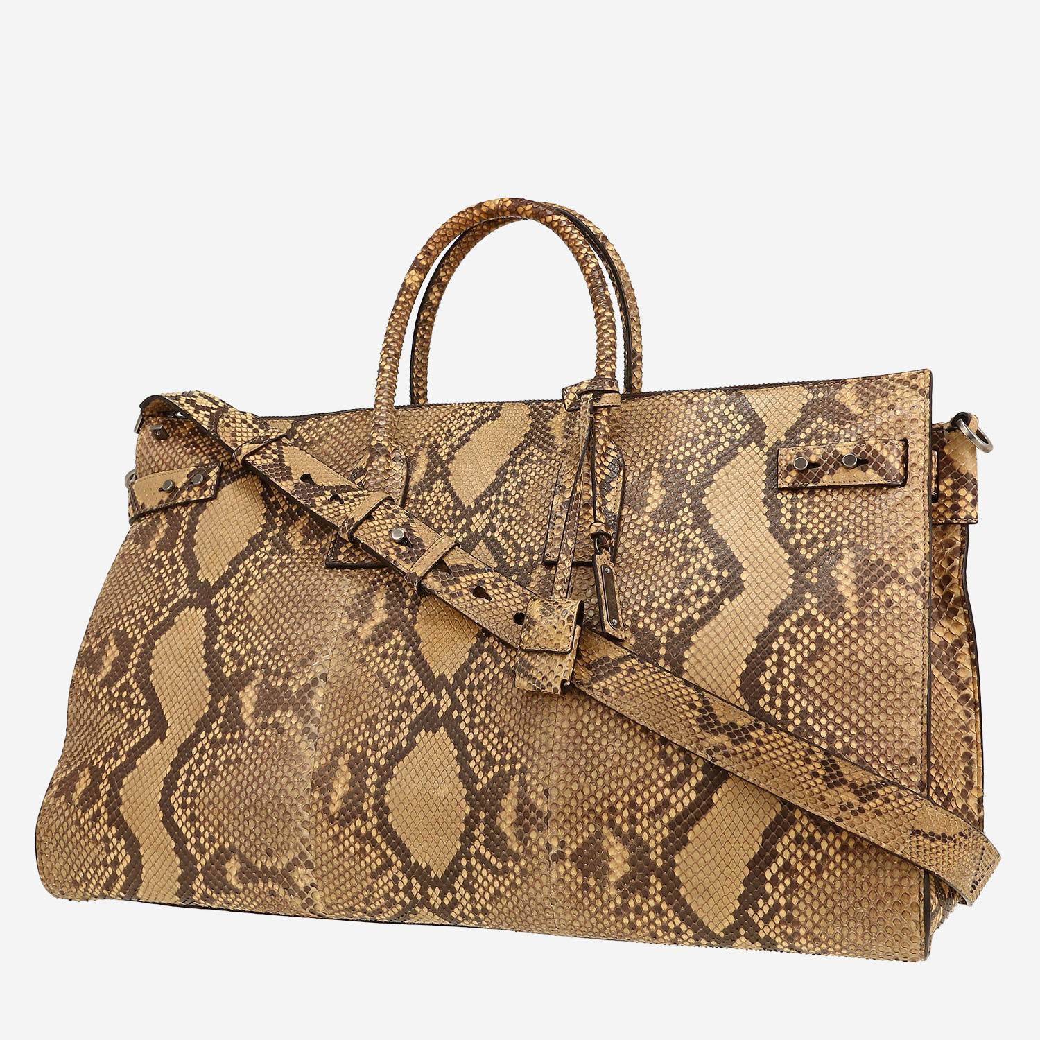 Bolso de mano Saint Laurent  Sac de jour en piel de pitón beige