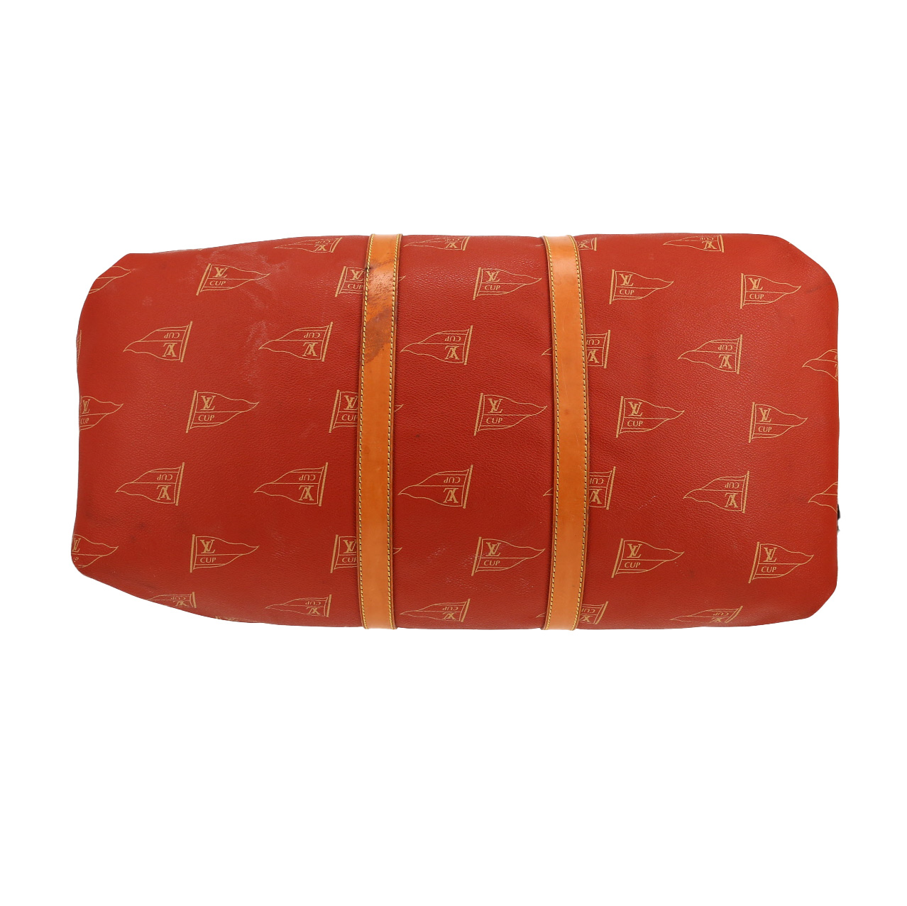 Bolsa de viaje Louis Vuitton  America's Cup en lona Monogram revestida roja y cuero natural - Detail D1
