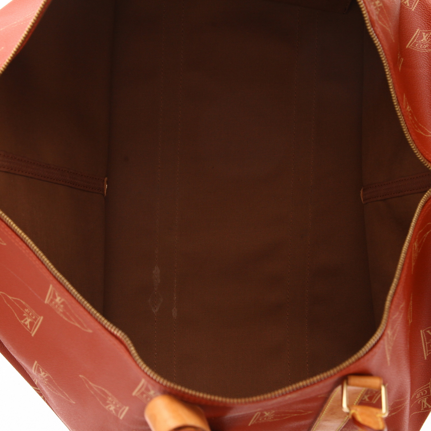 Bolsa de viaje Louis Vuitton  America's Cup en lona Monogram revestida roja y cuero natural - Detail D3