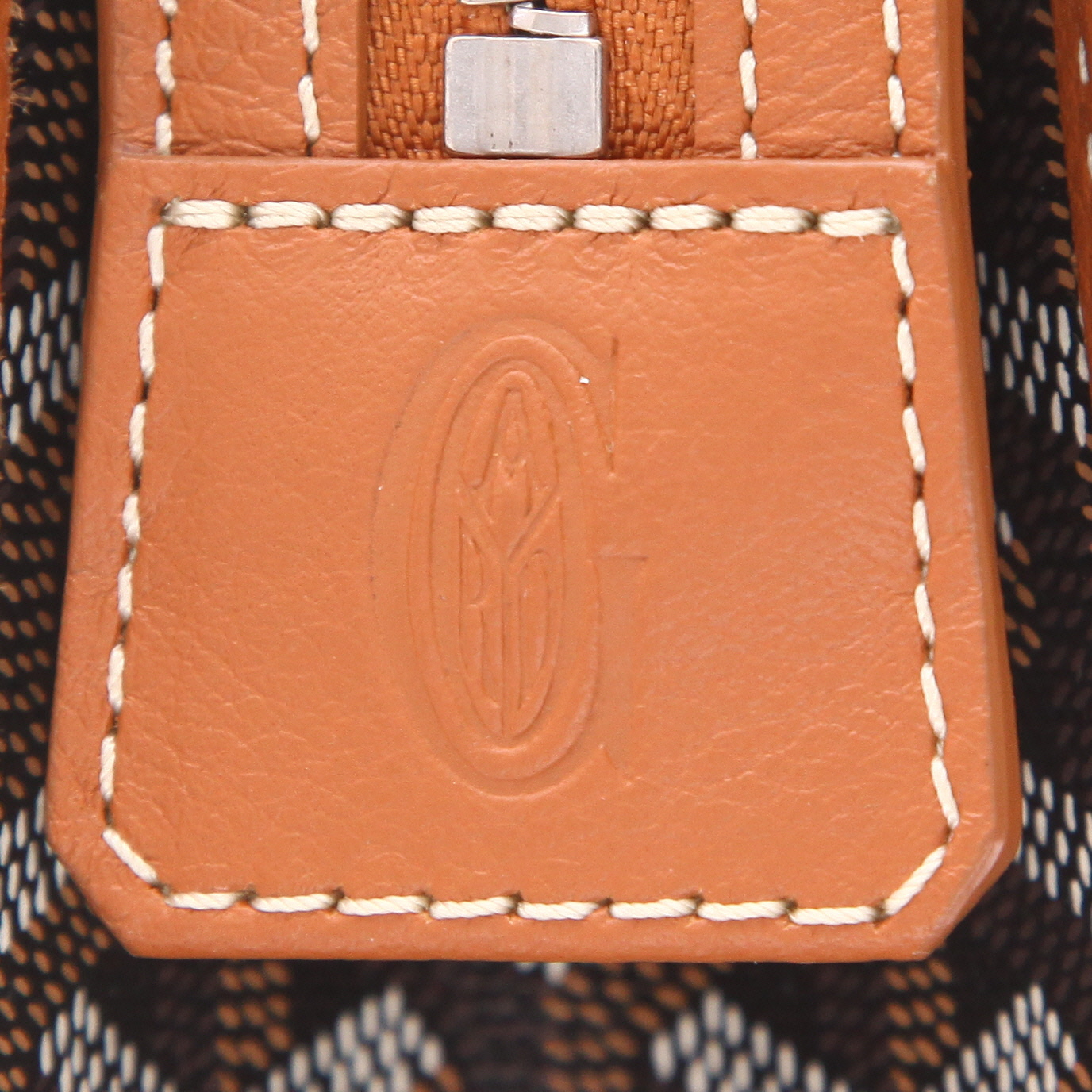 Bolsito de mano Goyard  Jouvence en tela Goyardine negra y cuero marrón - Detail D2