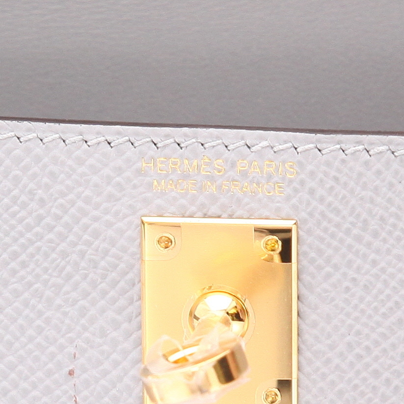 Sac bandoulière Hermès  Kelly 20 cm en cuir epsom Bleu Orage - Detail D2