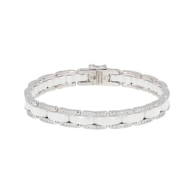 Bracciale flessibile Chanel Ultra in oro bianco, ceramica bianco e diamanti