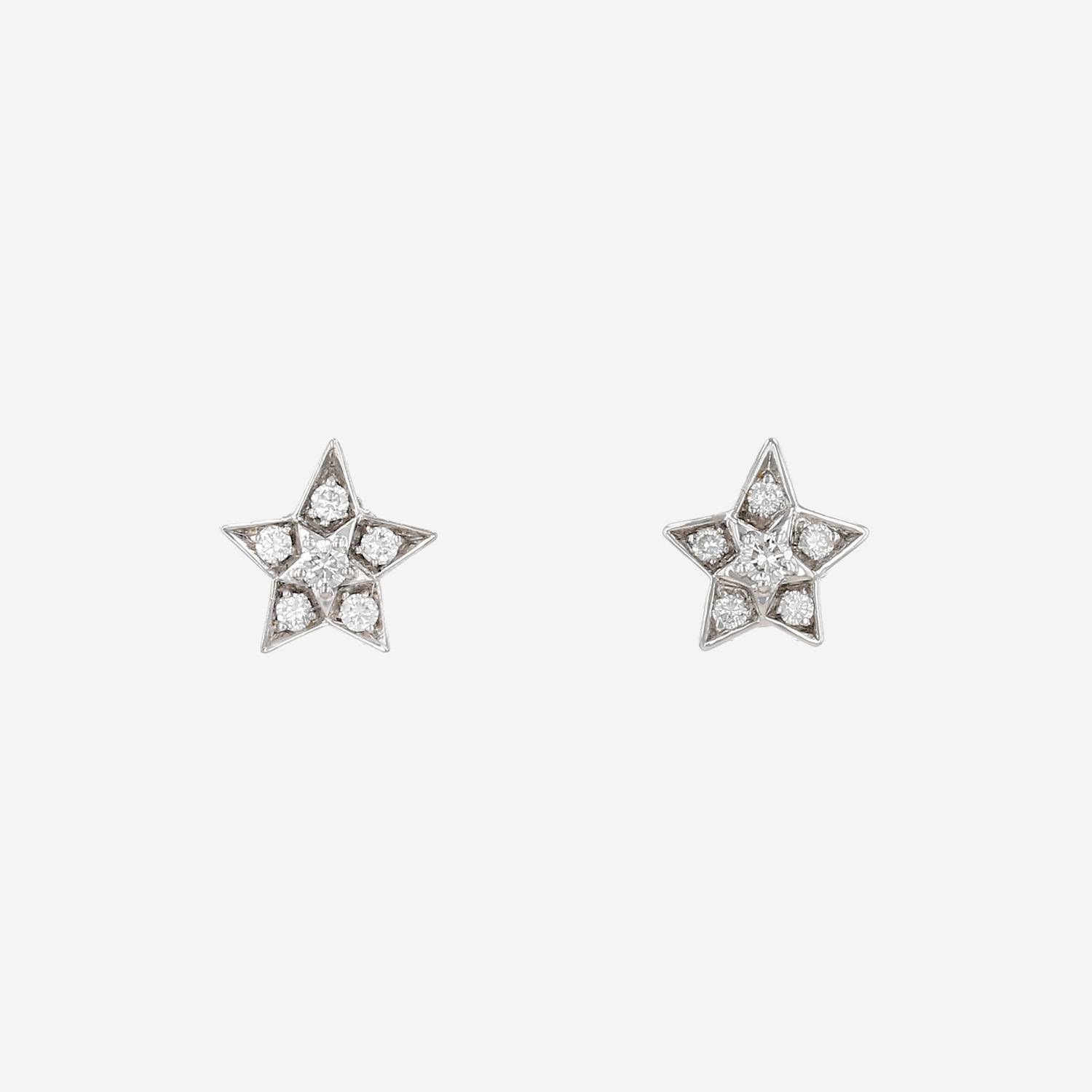 Paire de boucles d'oreilles Chanel Comète Géode petit modèle en or blanc et diamants