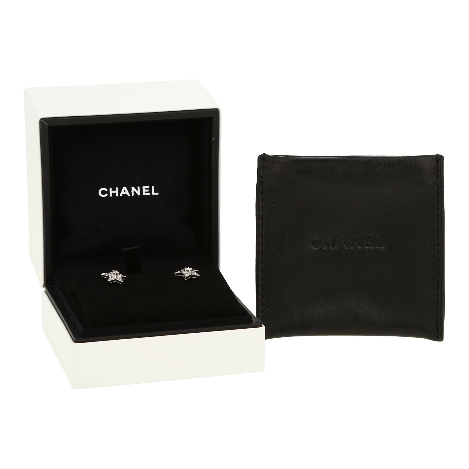 Orecchini Chanel Comète Géode modello piccolo in oro bianco e diamanti - Detail D2