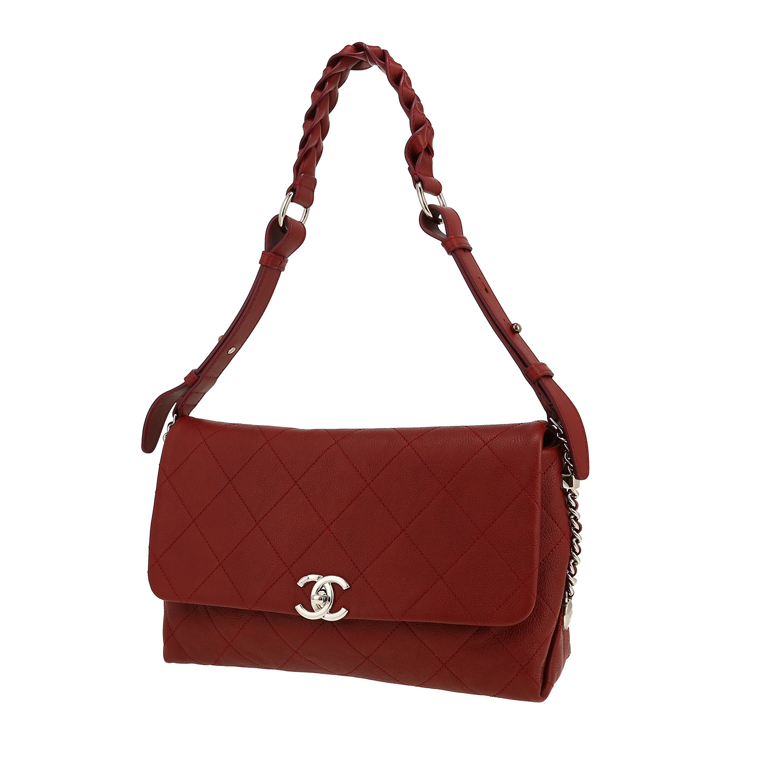 Chanel   handbag  in burgundy leather - Detail D4