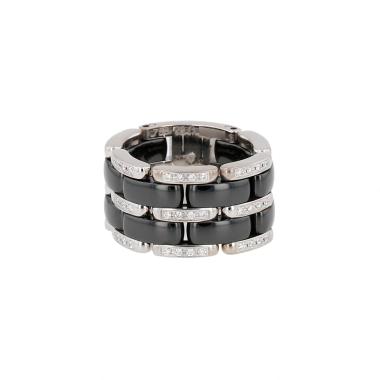 Articulated Chanel Ultra large model ring in white gold, ceramic and diamonds Articulated Chanel Ultra large model ring in white gold, ceramic and diamonds
