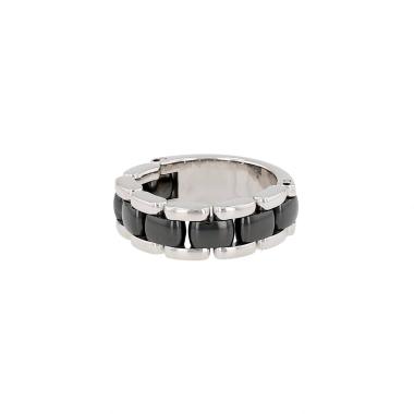 Articulated Chanel Ultra medium model ring in white gold and ceramic Articulated Chanel Ultra medium model ring in white gold and ceramic